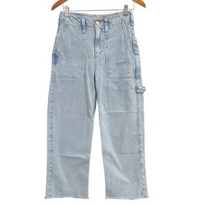 EUC Free People Light Wash Major League Mid Rise Wide Leg Crop Jeans (altered)